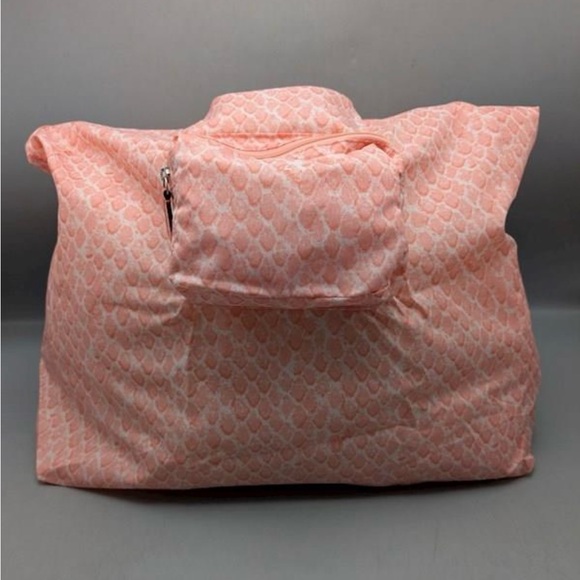 Coach Poppy peach multicolor print folding packable Shoppers Tote - Picture 4 of 4